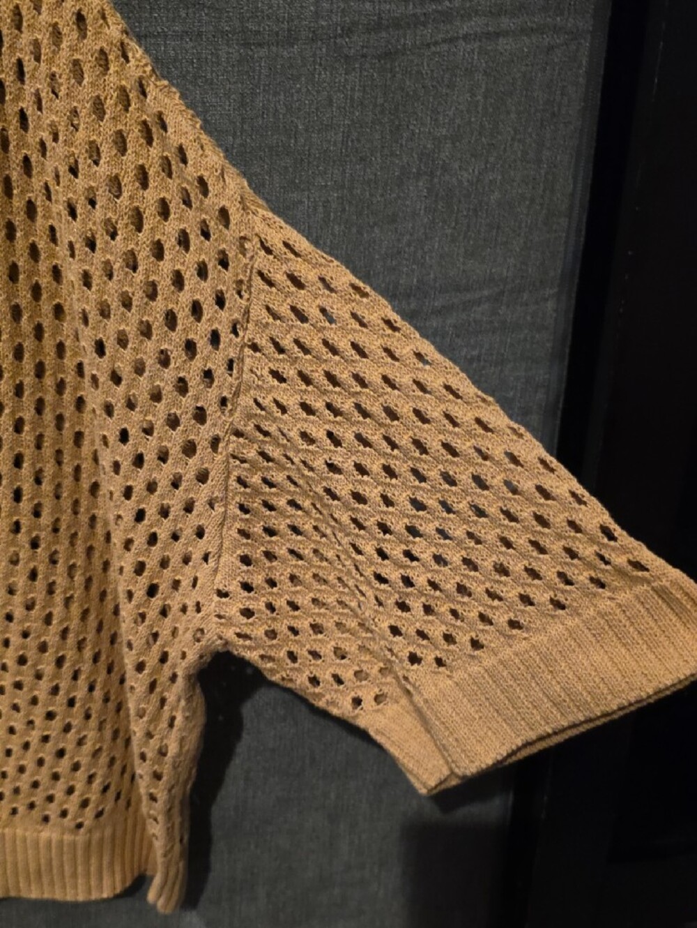 Torrid Open-Knit V-Neck Cardigan Tan (Torrid Size 1) PTP 26 In. Length 21 In - Picture 3 of 5